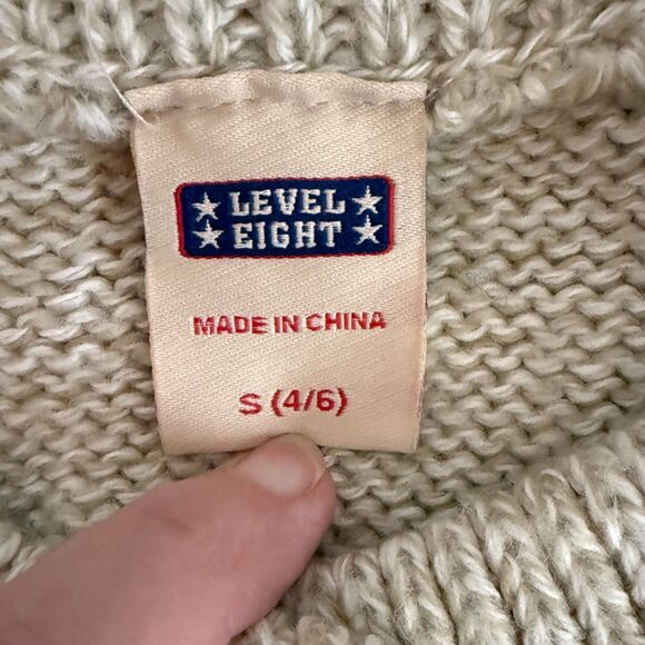 Level Eight Beige Button Front Short Sleeve Sweater Size S - Picture 8 of 11